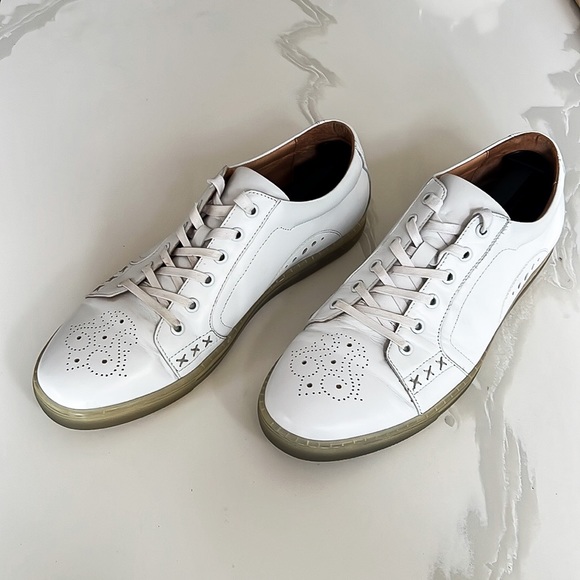 Zanzara Drum White Soft Lace Up Leather Sneakers Men’s Sz 10.5 - Picture 3 of 16